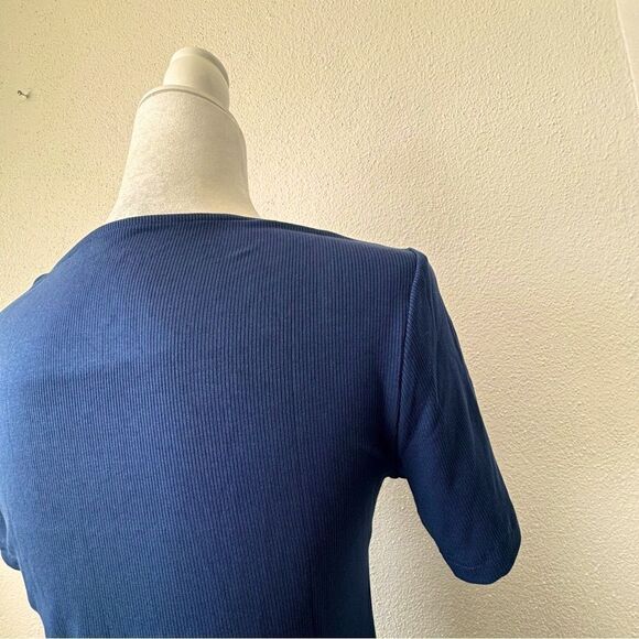 Commense Blue Top Corset Short Sleeve Square Neckline NWT - Picture 5 of 9